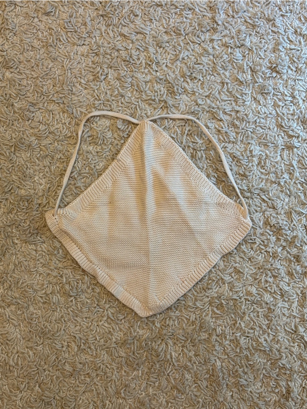 Tan Halter Neck Crochet Crop Top with Open Back